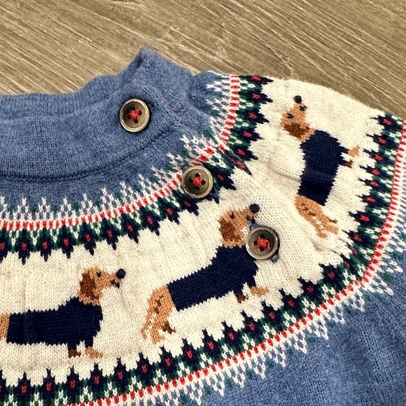 Baby Boden Blue Sweater with Dachshund Design - Picture 3 of 4